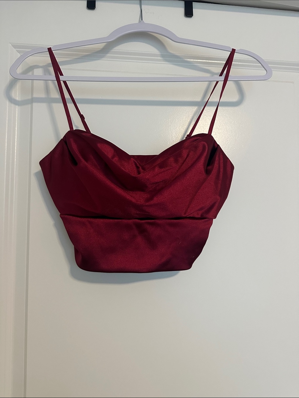 Emerald Sundae Burgundy Satin Crop Top